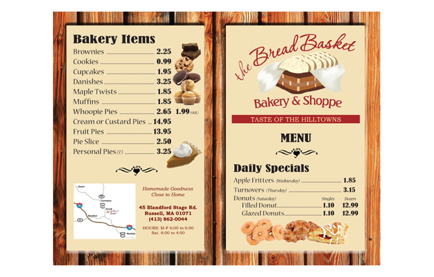 restaurant bakery menu print design