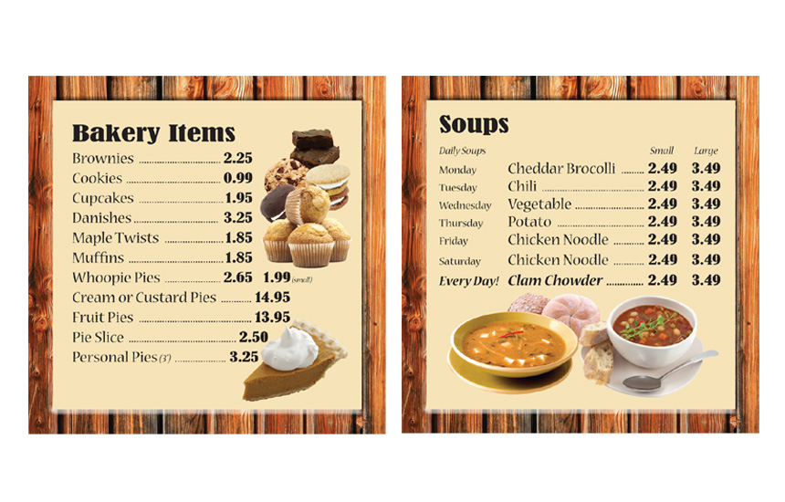 menu board signs restaurant bakery design cummington hilltown