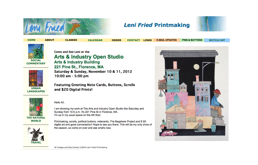 leni fried printmaking artist portfolio web site design