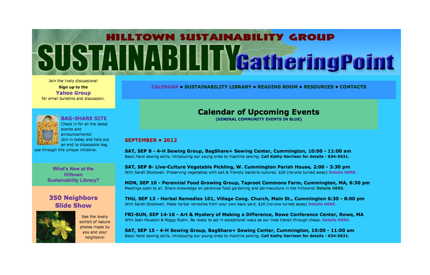 hilltown sustainability group web site design